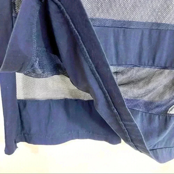 La Moda Black Sheer Mesh Striped Sleeveless Blouse - Picture 6 of 12